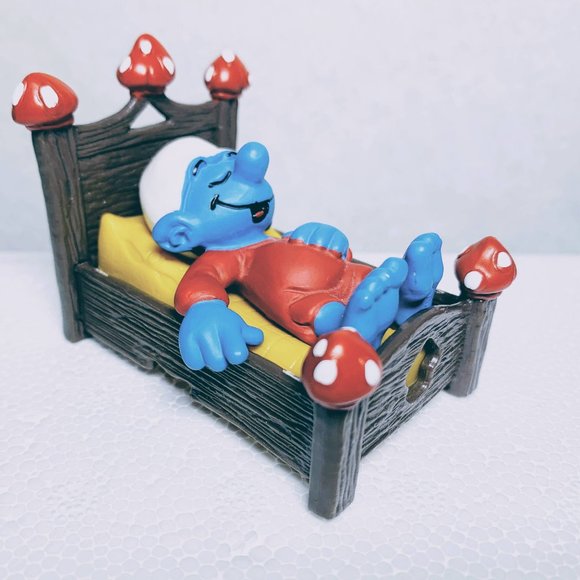 Schleich Other - Super Smurf Series 40240 Bed Smurf Vintage Peyo Schleich Smurfs Toy Figurine